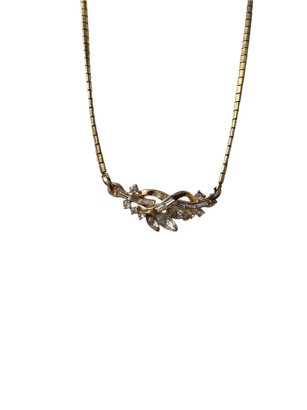 Crown Trifari Alfred Philippe Pat Pend Rhinestone Ribbon Choker Vtg Necklace - Picture 5 of 7